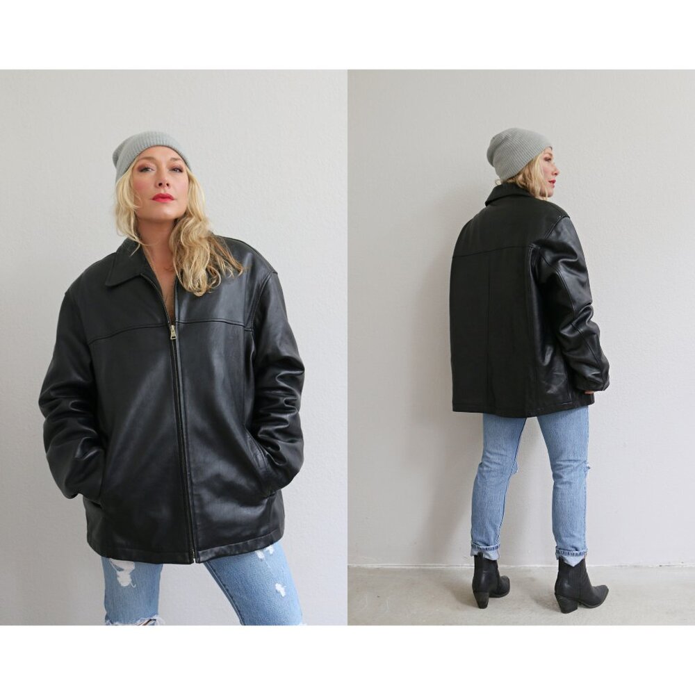 2000s Y2K Andrew Marc New York Buttery Soft Leather Jacket // Men's Large